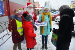 В преддверии Новогодних каникул юные инспекторы движения напоминают пешеходам правила поведения на проезжей части.
